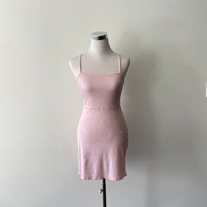 NWT Urban Outfitters Pink Crisscross Strap Ribbed Bodycon Mini Dress